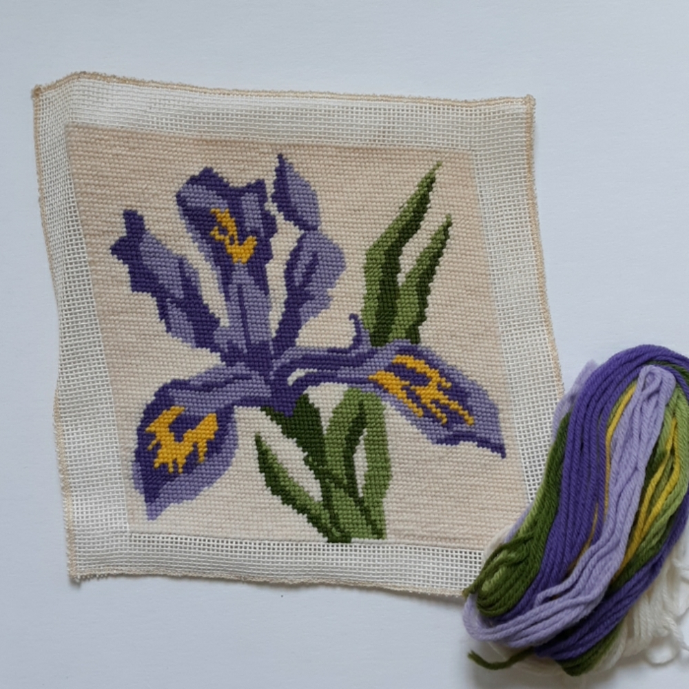 Vtg 1970 Needlepoint Completed